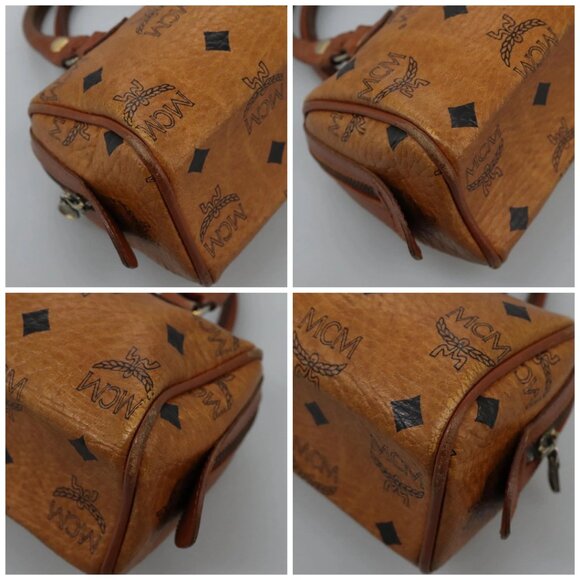 MCM Logogram Vicetos Hand Bag PVC Leather 2way Brown Gold Auth BA1440 - Picture 16 of 16